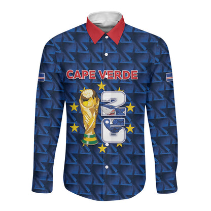 Custom Cabo Verde Football 2026 Long Sleeve Button Shirt Road To Glory