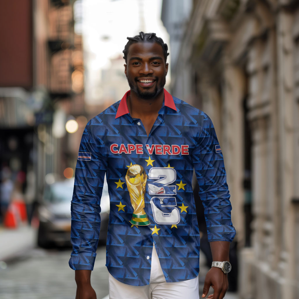 Custom Cabo Verde Football 2026 Long Sleeve Button Shirt Road To Glory