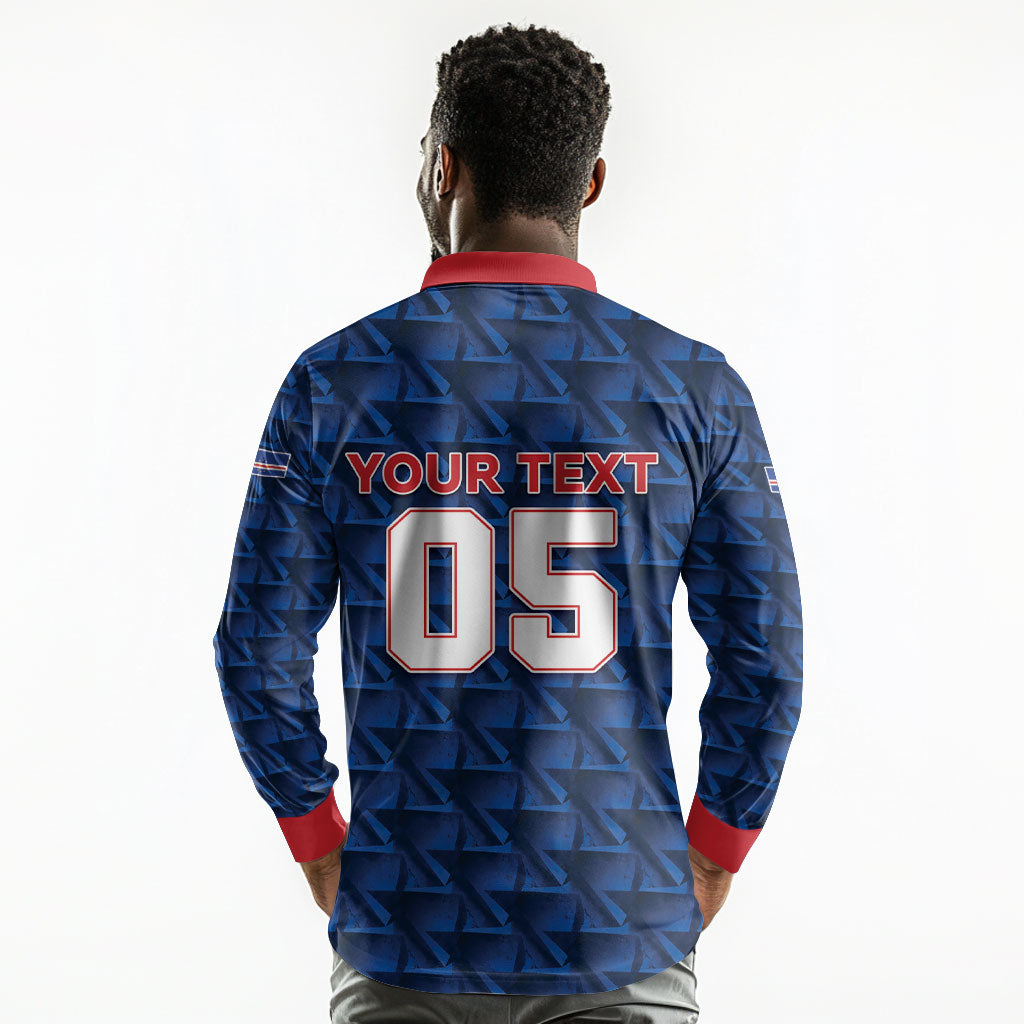 Custom Cabo Verde Football 2026 Long Sleeve Polo Shirt Road To Glory