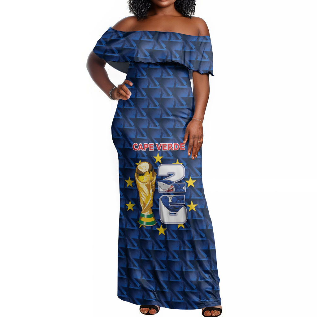 Custom Cabo Verde Football 2026 Off Shoulder Maxi Dress Road To Glory