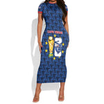 Custom Cabo Verde Football 2026 Short Sleeve Bodycon Dress Road To Glory