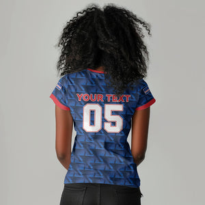 Custom Cabo Verde Football 2026 Women V-Neck T-Shirt Road To Glory
