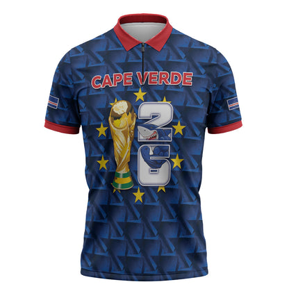 Custom Cabo Verde Football 2026 Zipper Polo Shirt Road To Glory