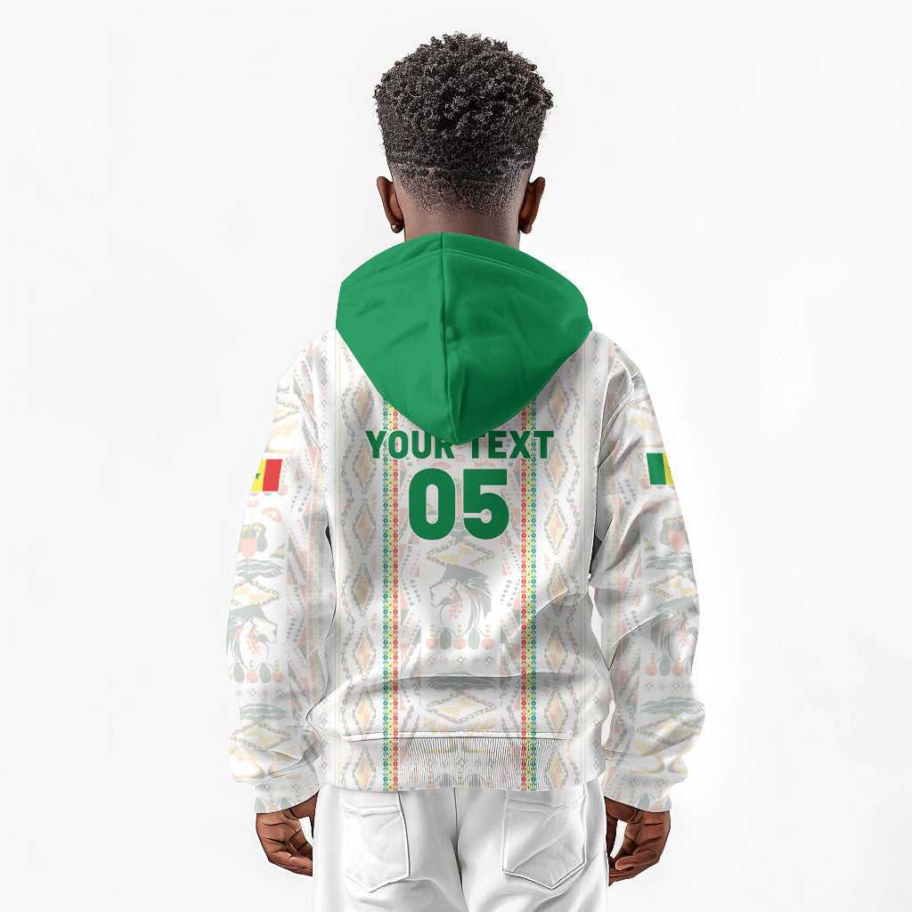 Custom Senegal Football 2026 Kid Hoodie Car Rapide-Inspired Pattern
