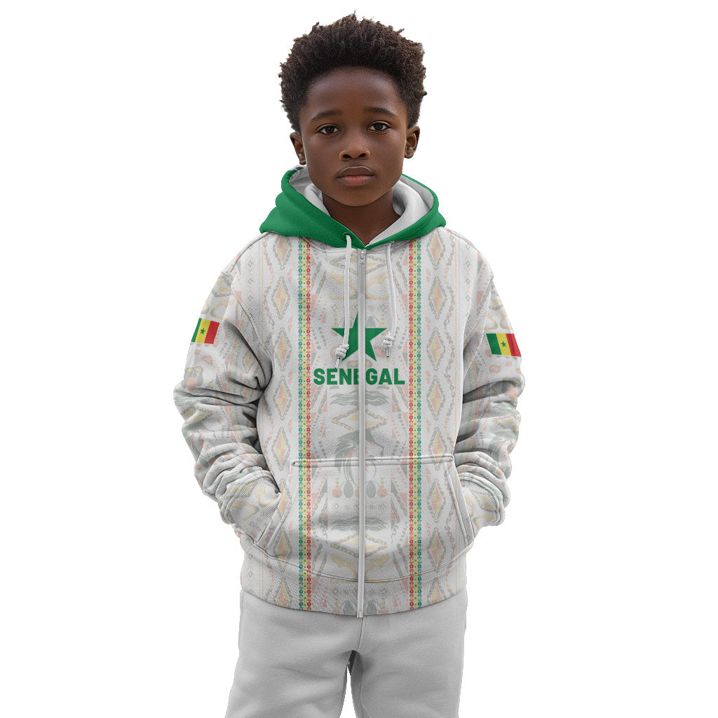 Custom Senegal Football 2026 Kid Hoodie Car Rapide-Inspired Pattern