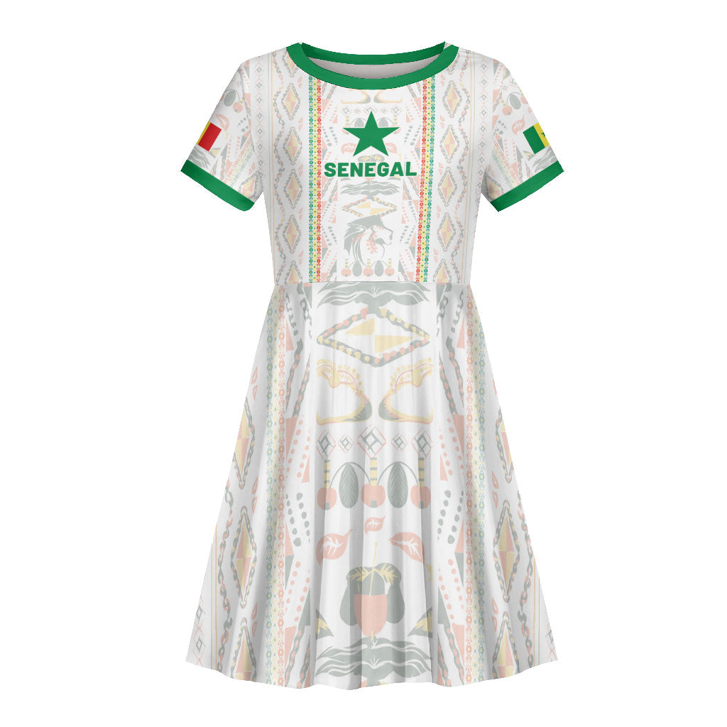 Custom Senegal Football 2026 Kid Short Sleeve Dress Car Rapide-Inspired Pattern