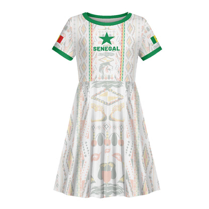 Custom Senegal Football 2026 Kid Short Sleeve Dress Car Rapide-Inspired Pattern