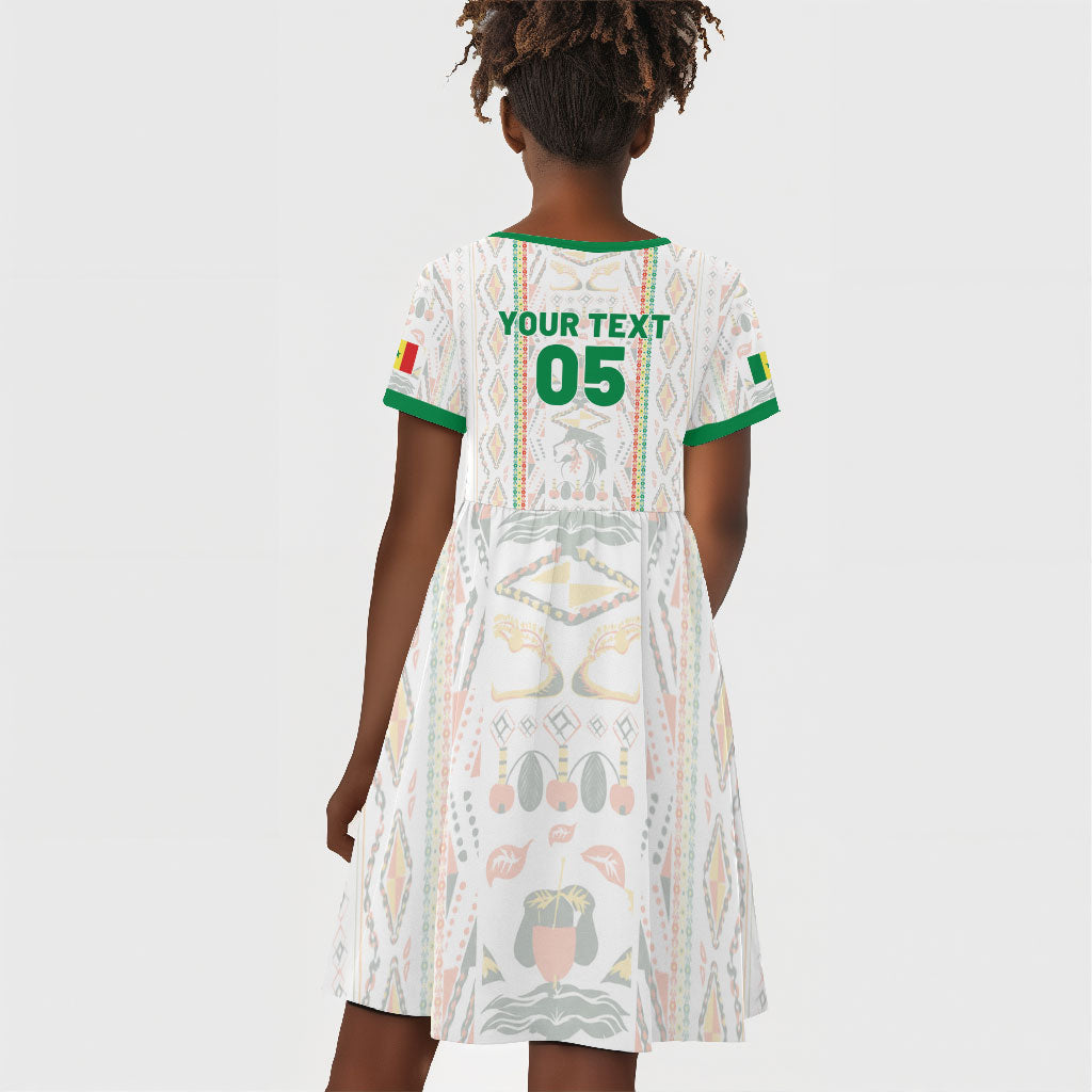 Custom Senegal Football 2026 Kid Short Sleeve Dress Car Rapide-Inspired Pattern