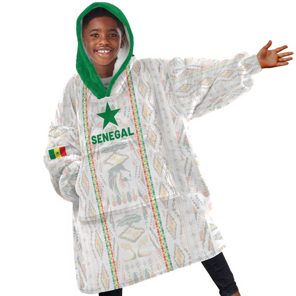 Custom Senegal Football 2026 Kid Wearable Blanket Hoodie Car Rapide-Inspired Pattern