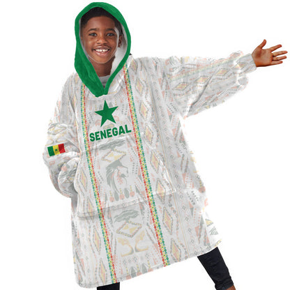 Custom Senegal Football 2026 Kid Wearable Blanket Hoodie Car Rapide-Inspired Pattern