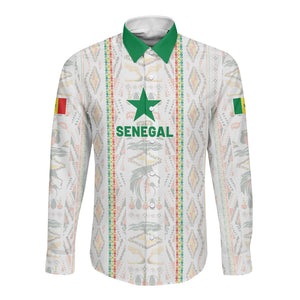 Custom Senegal Football 2026 Long Sleeve Button Shirt Car Rapide-Inspired Pattern