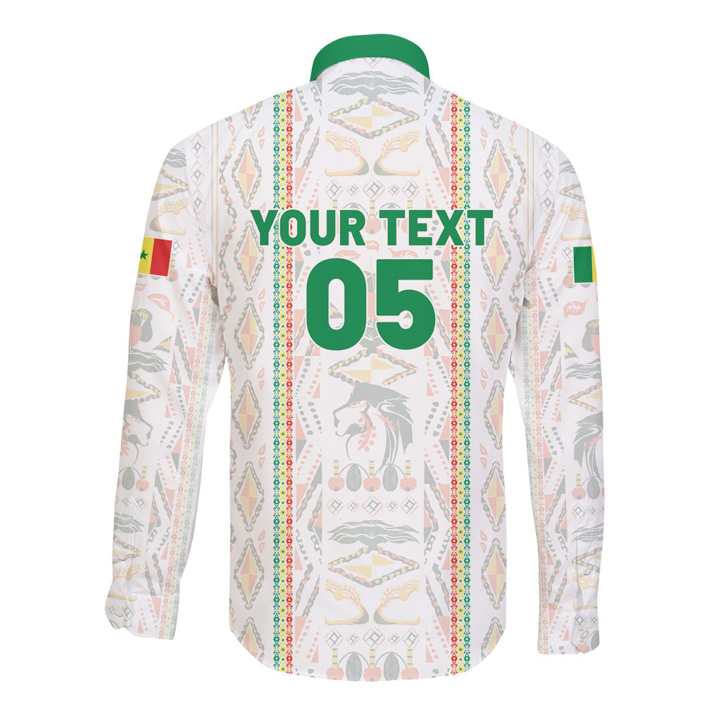 Custom Senegal Football 2026 Long Sleeve Button Shirt Car Rapide-Inspired Pattern