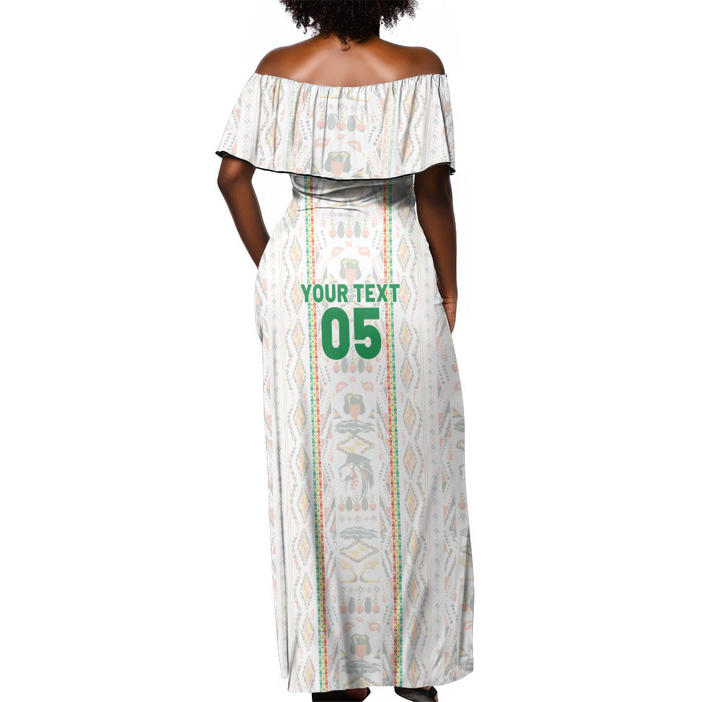 Custom Senegal Football 2026 Off Shoulder Maxi Dress Car Rapide-Inspired Pattern
