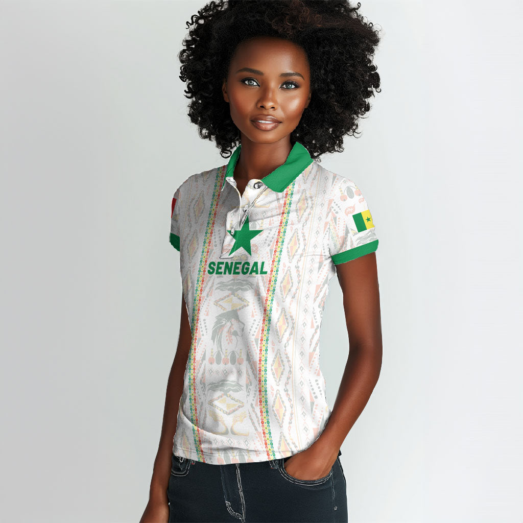 Custom Senegal Football 2026 Women Polo Shirt Car Rapide-Inspired Pattern