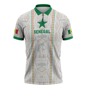Custom Senegal Football 2026 Zipper Polo Shirt Car Rapide-Inspired Pattern