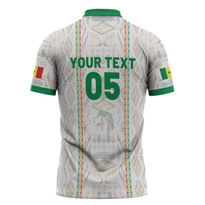 Custom Senegal Football 2026 Zipper Polo Shirt Car Rapide-Inspired Pattern