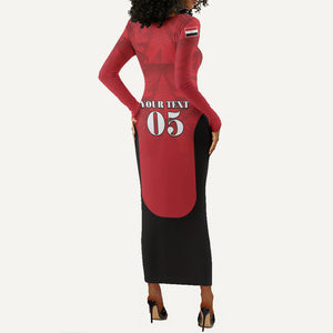 Custom Egypt Football 2026 Long Sleeve Bodycon Dress Go Pharaohs Special Style