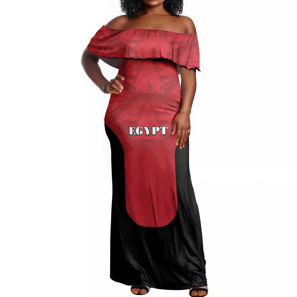 Custom Egypt Football 2026 Off Shoulder Maxi Dress Go Pharaohs Special Style
