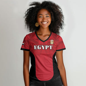 Custom Egypt Football 2026 Women V-Neck T-Shirt Go Pharaohs Special Style