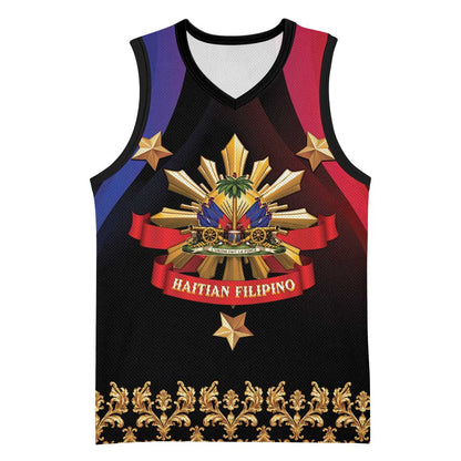 Personalized Haiti And Philippines Basketball Jersey Haitian Filipino Heritage Crest