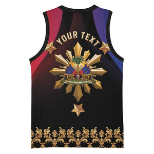 Personalized Haiti And Philippines Basketball Jersey Haitian Filipino Heritage Crest