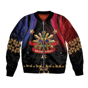 Personalized Haiti And Philippines Bomber Jacket Haitian Filipino Heritage Crest