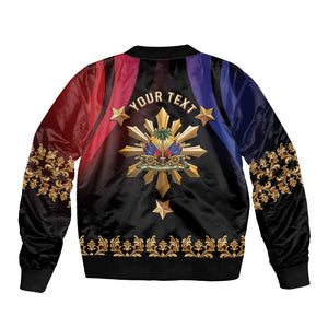 Personalized Haiti And Philippines Bomber Jacket Haitian Filipino Heritage Crest