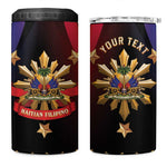 Personalized Haiti And Philippines 4 in 1 Can Cooler Tumbler Haitian Filipino Heritage Crest