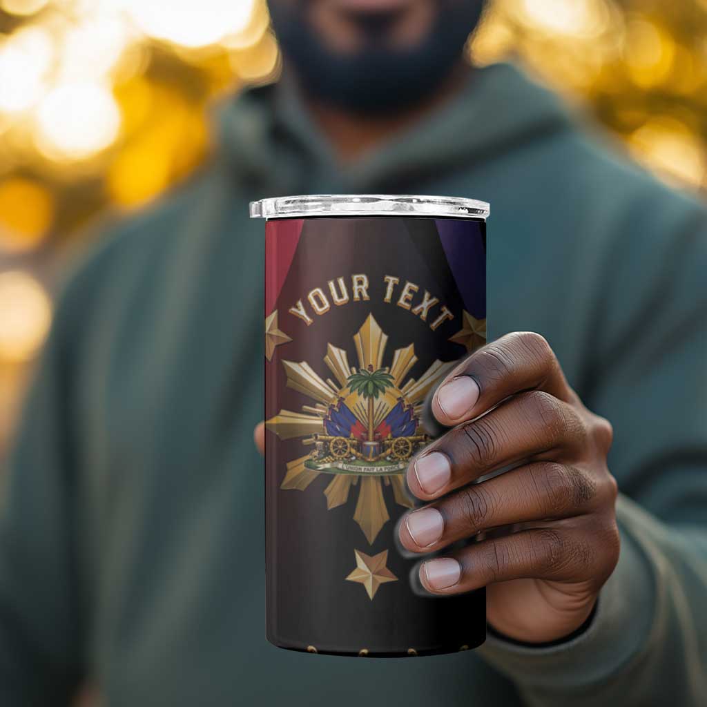 Personalized Haiti And Philippines 4 in 1 Can Cooler Tumbler Haitian Filipino Heritage Crest