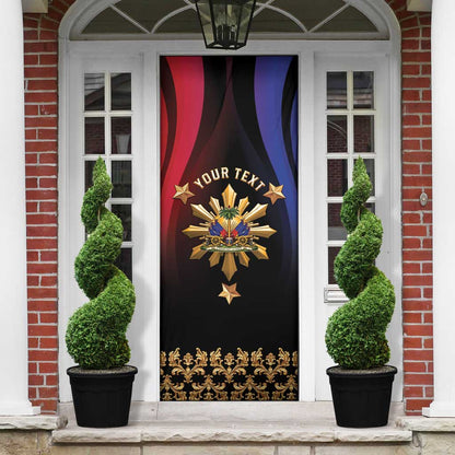 Personalized Haiti And Philippines Door Cover Haitian Filipino Heritage Crest