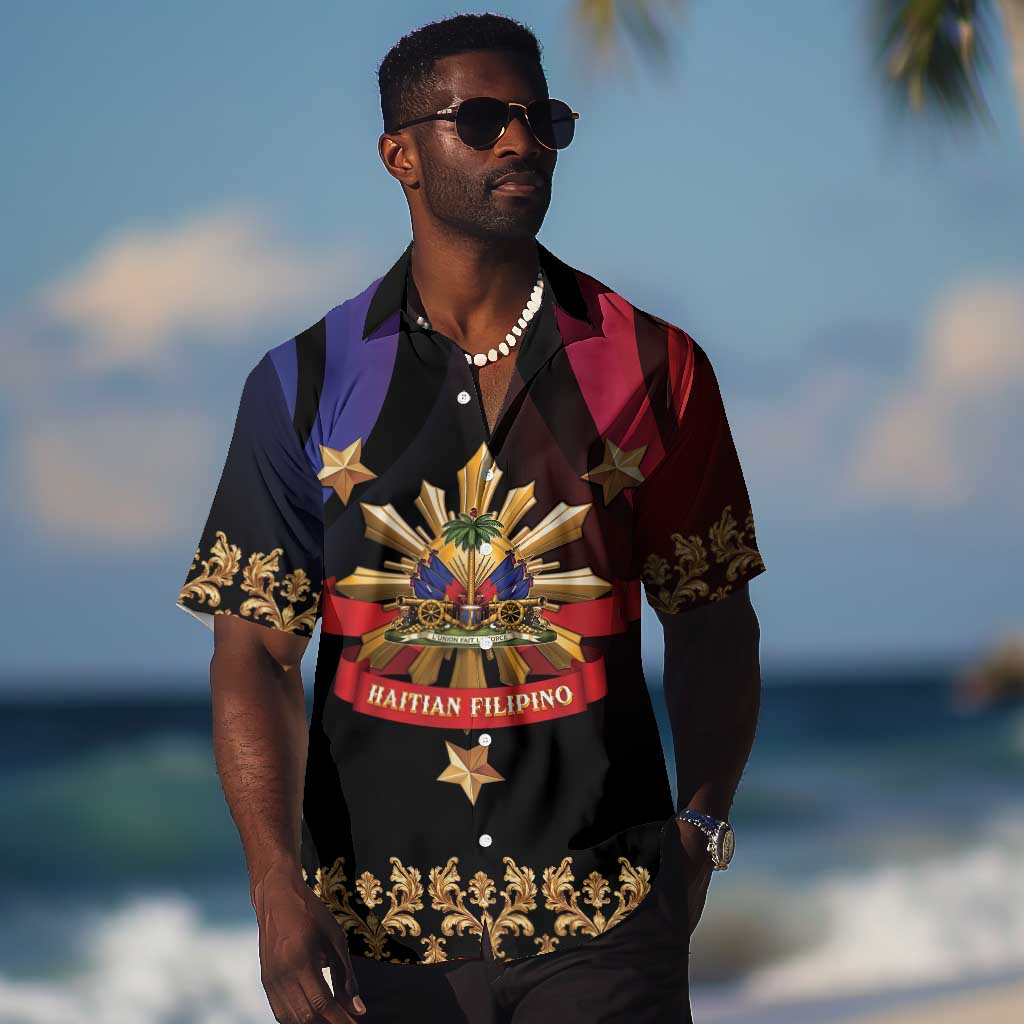 Personalized Haiti And Philippines Hawaiian Shirt Haitian Filipino Heritage Crest