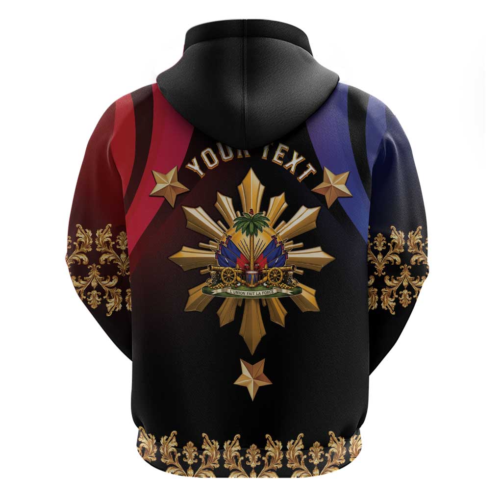 Personalized Haiti And Philippines Hoodie Haitian Filipino Heritage Crest