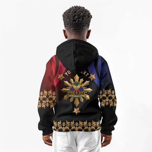 Personalized Haiti And Philippines Kid Hoodie Haitian Filipino Heritage Crest