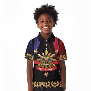 Personalized Haiti And Philippines Kid Polo Shirt Haitian Filipino Heritage Crest