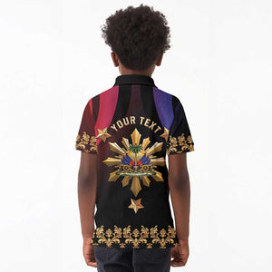 Personalized Haiti And Philippines Kid Polo Shirt Haitian Filipino Heritage Crest