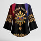 Personalized Haiti And Philippines Kimono Sleeve Blouse Haitian Filipino Heritage Crest