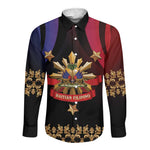 Personalized Haiti And Philippines Long Sleeve Button Shirt Haitian Filipino Heritage Crest