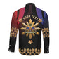 Personalized Haiti And Philippines Long Sleeve Button Shirt Haitian Filipino Heritage Crest