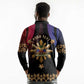 Personalized Haiti And Philippines Long Sleeve Polo Shirt Haitian Filipino Heritage Crest