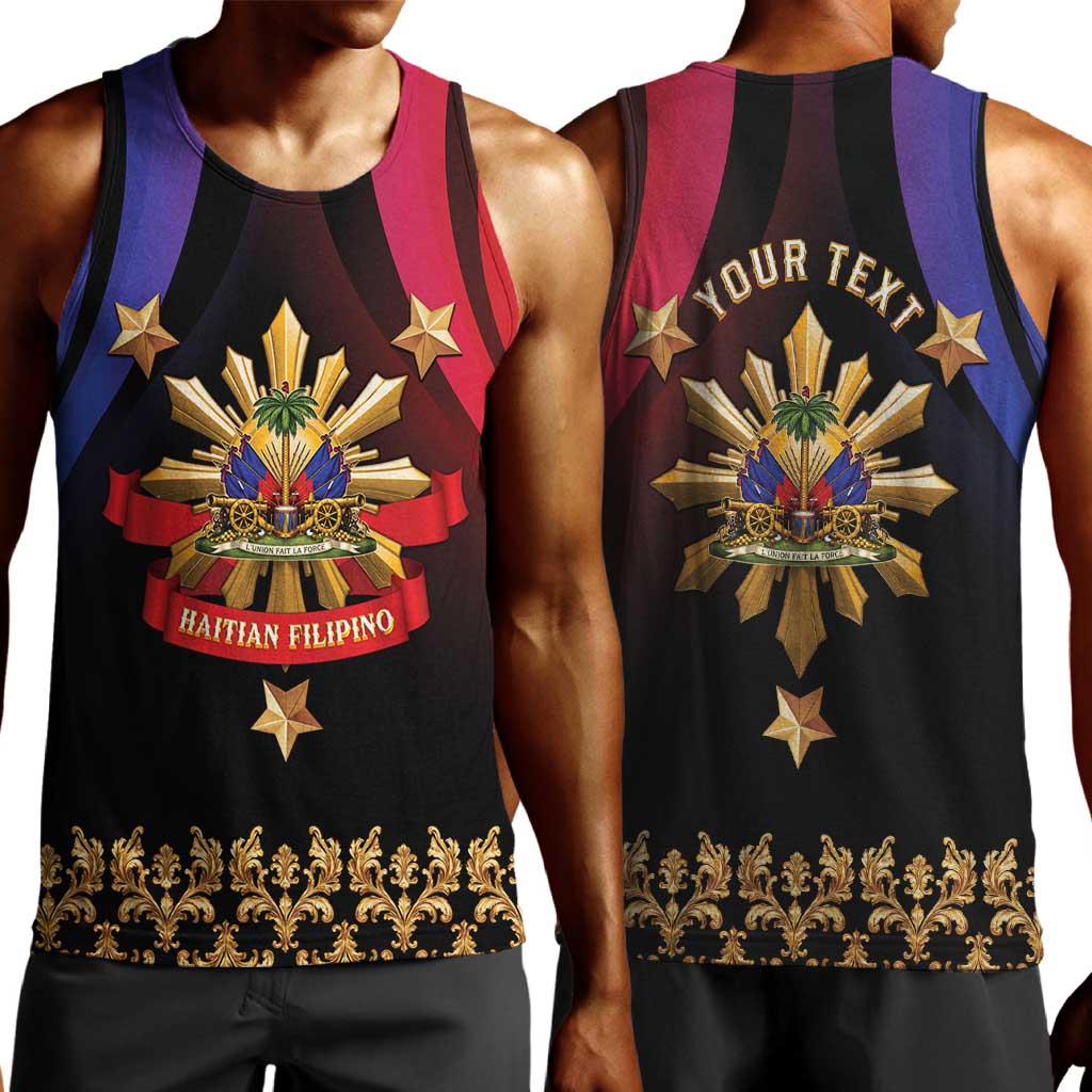 Personalized Haiti And Philippines Men Tank Top Haitian Filipino Heritage Crest