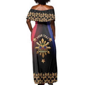 Personalized Haiti And Philippines Off Shoulder Maxi Dress Haitian Filipino Heritage Crest