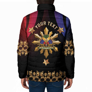 Personalized Haiti And Philippines Padded Jacket Haitian Filipino Heritage Crest