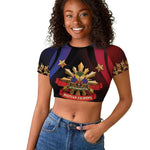 Personalized Haiti And Philippines Raglan Cropped T shirt Haitian Filipino Heritage Crest
