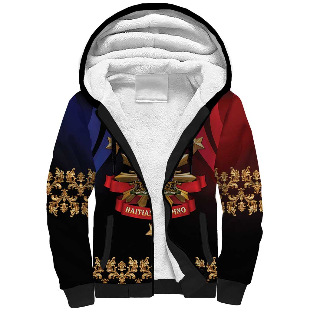 Personalized Haiti And Philippines Sherpa Hoodie Haitian Filipino Heritage Crest
