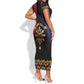 Personalized Haiti And Philippines Short Sleeve Bodycon Dress Haitian Filipino Heritage Crest
