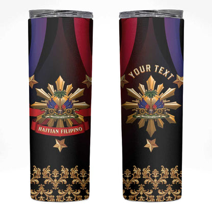 Personalized Haiti And Philippines Skinny Tumbler Haitian Filipino Heritage Crest