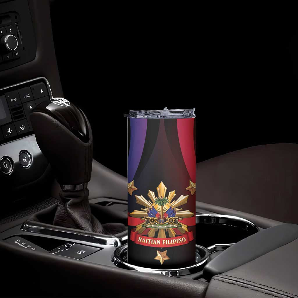 Personalized Haiti And Philippines Skinny Tumbler Haitian Filipino Heritage Crest