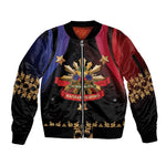 Personalized Haiti And Philippines Sleeve Zip Bomber Jacket Haitian Filipino Heritage Crest