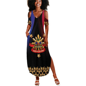 Personalized Haiti And Philippines Summer Maxi Dress Haitian Filipino Heritage Crest