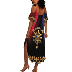 Personalized Haiti And Philippines Summer Maxi Dress Haitian Filipino Heritage Crest